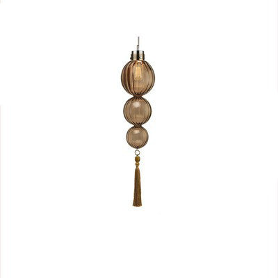 Traditionelle chinesische Pendelleuchte aus Eisen und Glas in Kürbisform mit 1 Flamme für das Wohnzimmer 