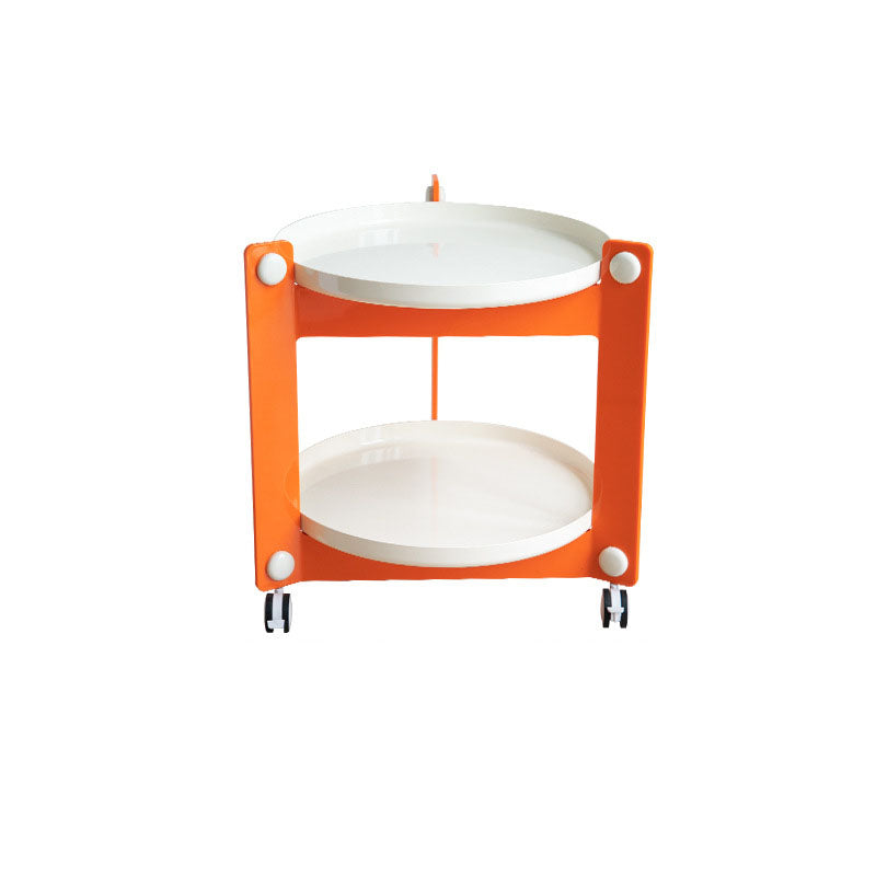Zeitgenössischer kreativer runder PET-Acryl-Beistelltisch mit 2 Ebenen für das Wohnzimmer 