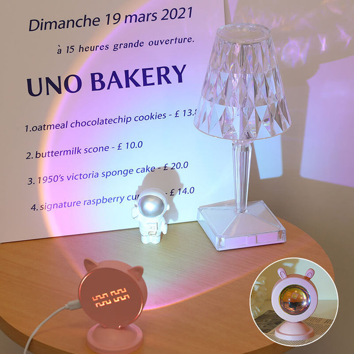 Zeitgenössische kreative rosa Katzenohr-Form LED USB Umgebungslicht Tischlampe für Schlafzimmer 