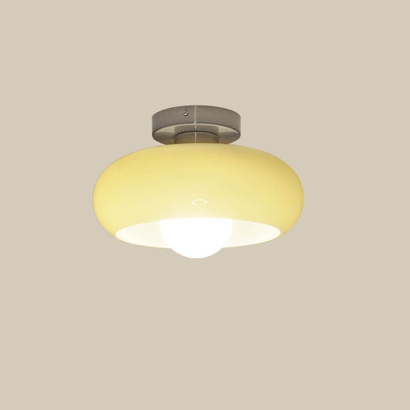 Modern Minimalist Iron Round 1-Light Semi-Flush Mount Ceiling Light