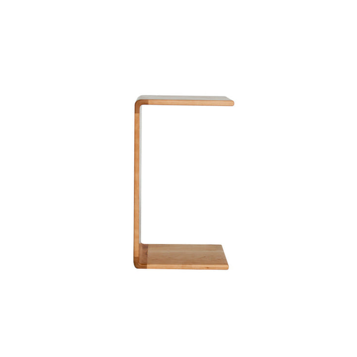 Mesa Auxiliar Cuadrada Rectangular Nórdica Contemporánea en Forma de C de Madera de Nogal para Sala de Estar 