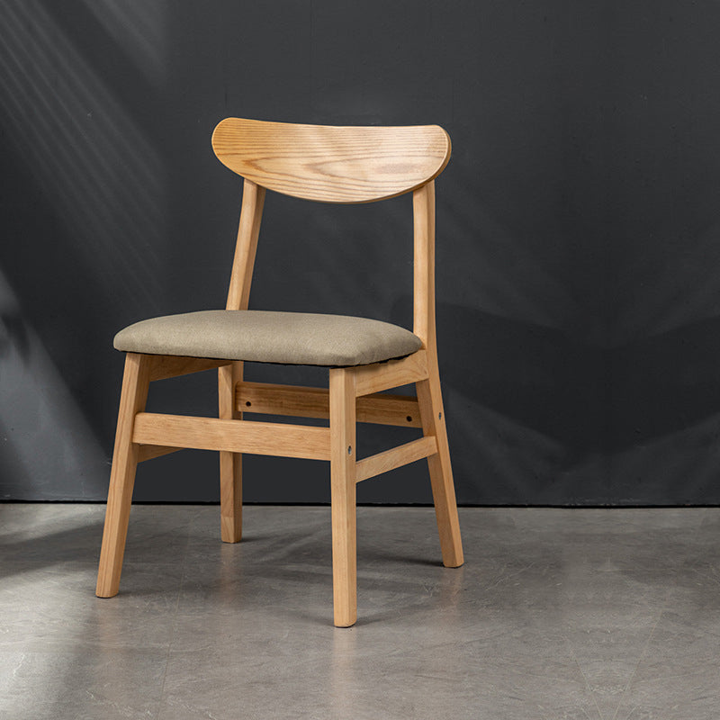 Chaise de salle à manger contemporaine rétro carrée avec dossier en lin rembourré et cadre en bois pour salle à manger 