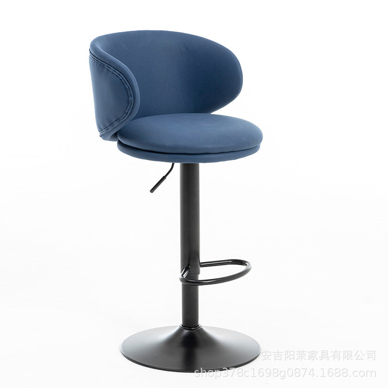 Moderner minimalistischer runder Stoff-Edelstahl-Barhocker mit Rückenlehne für das Esszimmer 
