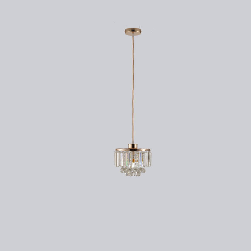 Nordic Light Luxury Round Iron Crystal String 1-Light Pendant Light