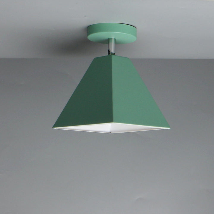 Contemporary Creative Trapezoid Iron 1-Light Semi-Flush Mount Ceiling Light For Living Room