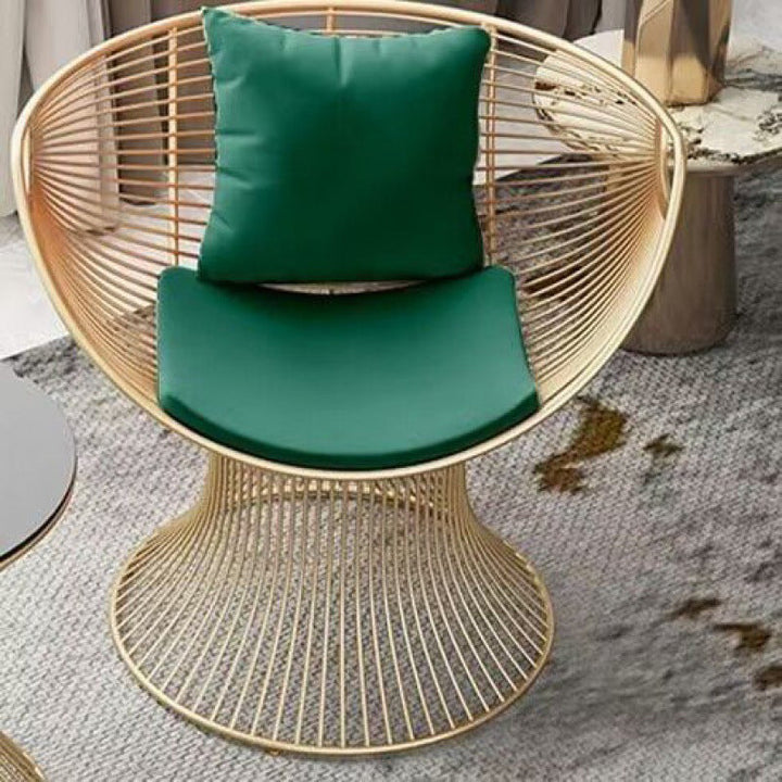 Modern Luxury Oval Curved Upholstered Iron Velvet Chair For Living Room