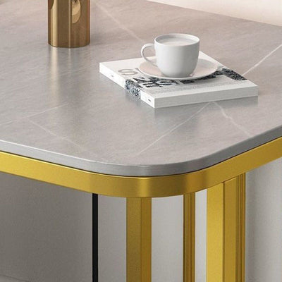 Moderner minimalistischer rechteckiger quadratischer Steintisch aus Eisen für das Wohnzimmer 