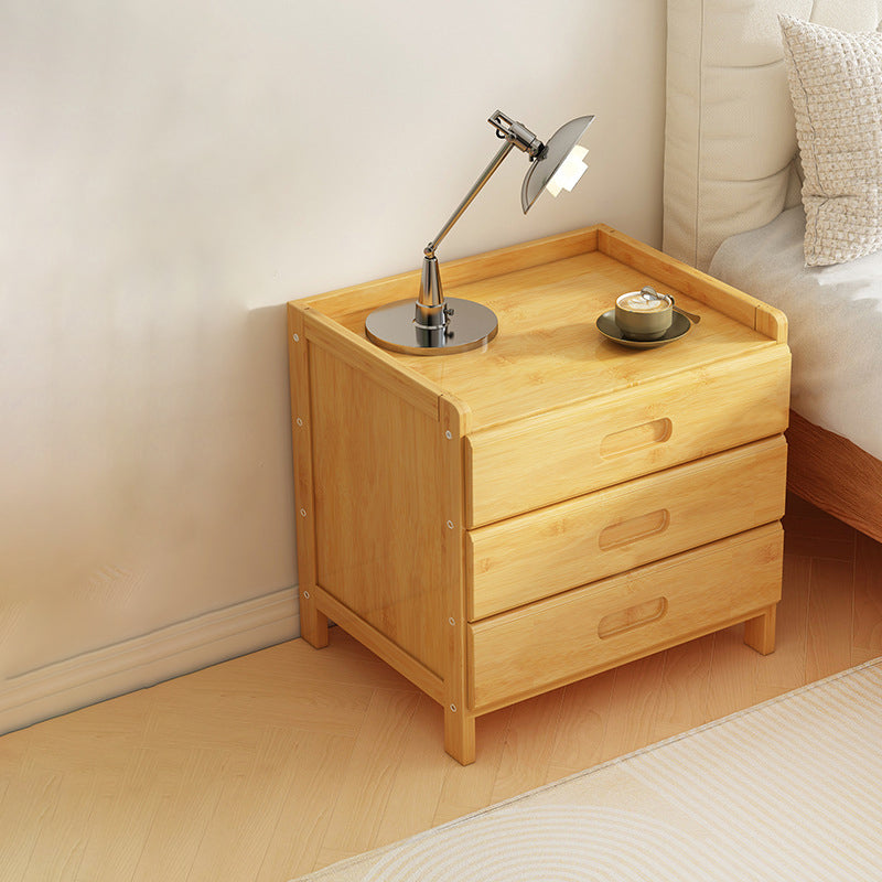 Table de nuit moderne minimaliste rectangulaire en bambou à densité de panneau 1/3 tiroir pour chambre 