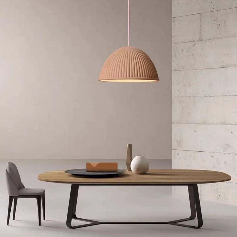 Contemporary Scandinavian Resin Half Circle Stripe Design 1-Light Pendant Light For Dining Room