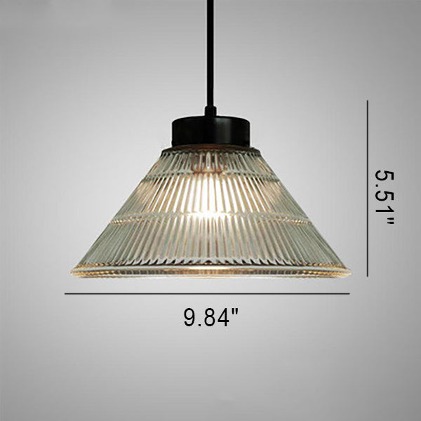 Vintage Industrial Frosted Glass Cone 1-Light Pendant Light