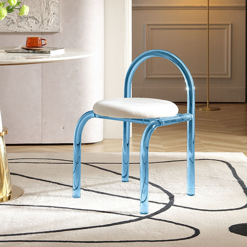 Dossier de chaise de salle à manger en velours acrylique nordique contemporain avec éponge ronde pour salle à manger 