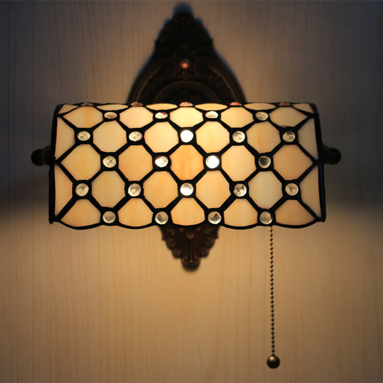Tiffany Lucite Beads Stained Glass 1-Light Wall Sconce Lamp
