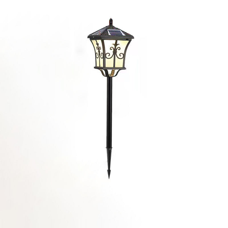 Traditional Chinese Solar Waterproof Aluminum Iron Glass Column LED Landscape Lighting Outdoor Light For Garden