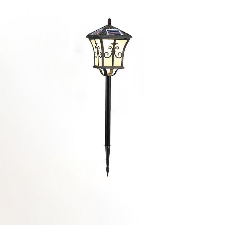 Traditional Chinese Solar Waterproof Aluminum Iron Glass Column LED Landscape Lighting Outdoor Light For Garden