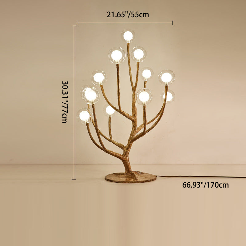 Lampe de table traditionnelle japonaise en résine avec orbe en brindilles, verre, matériel, 3/7/8/12/16 lumières pour chambre à coucher 