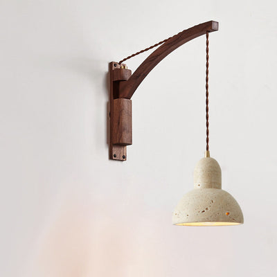 Japanese Wabi-Sabi Solid Wood Horn 1-Light Wall Sconce Lamp