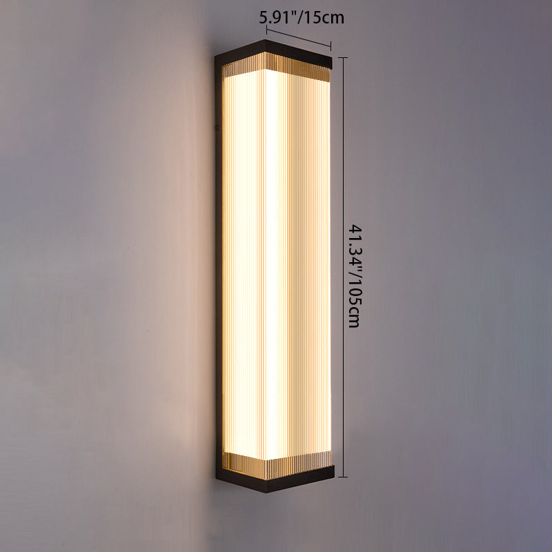 مصباح حائط خارجي LED مستطيل مقاوم للماء من الفولاذ المقاوم للصدأ والأكريليك بتصميم حديث وبسيط للفناء الخارجي 