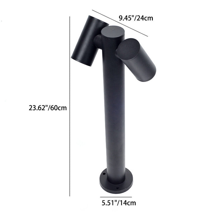 Lumière de jardin extérieure LED en aluminium avec cylindre rond rotatif minimaliste moderne en verre trempé 