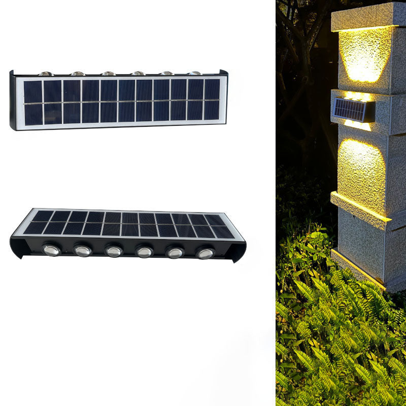 مصباح حائطي LED مستطيل مقاوم للماء من ABS PMMA بتصميم عصري بسيط للطاقة الشمسية للفناء الخارجي 