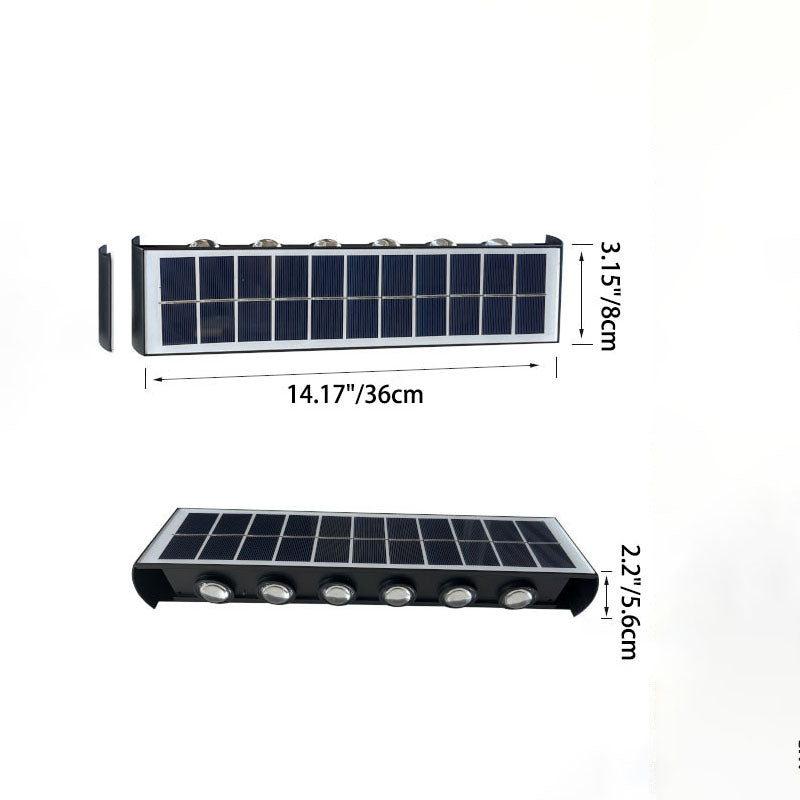 مصباح حائطي LED مستطيل مقاوم للماء من ABS PMMA بتصميم عصري بسيط للطاقة الشمسية للفناء الخارجي 
