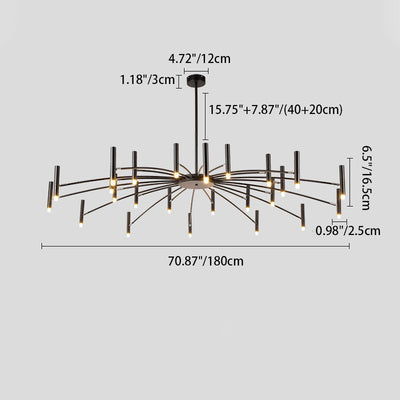 Contemporary Scandinavian Round Radioactive Iron Aluminum 12/24 Light Chandelier For Living Room