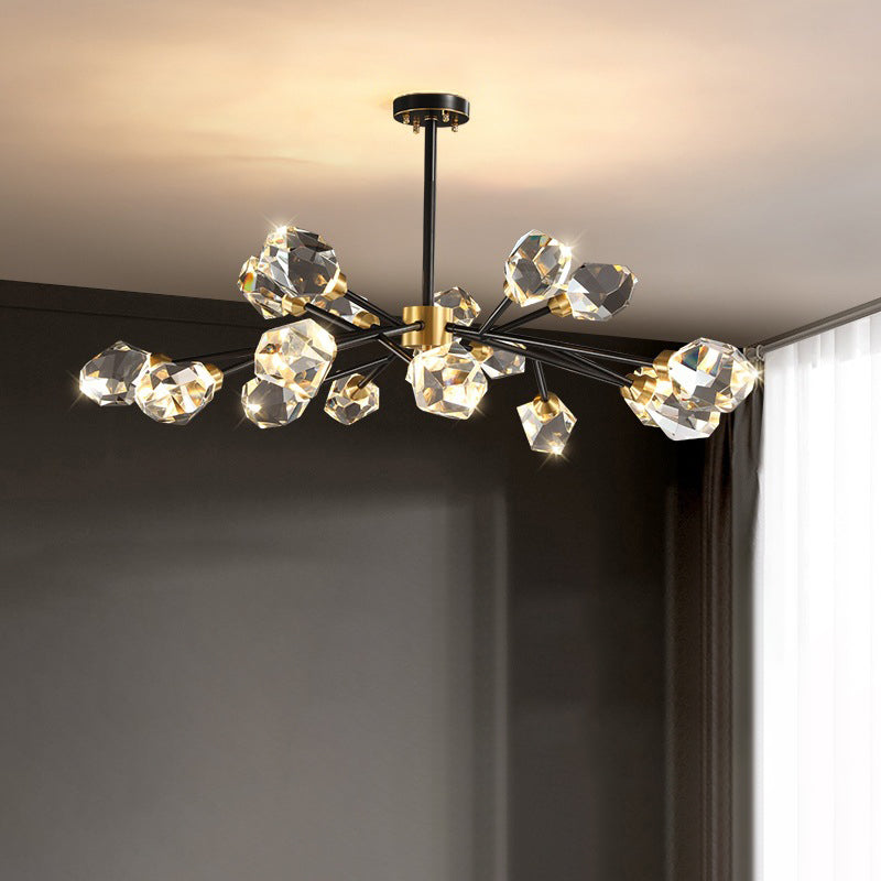 Lustre contemporain en cristal de cuivre irrégulier de branche scandinave 6/9/12/15/18 lumières pour salon 
