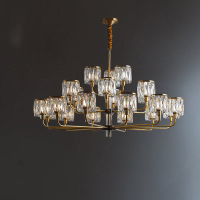 Lustre en cristal de cuivre de luxe contemporain avec 6/8/10/15/21 lumières pour chambre 