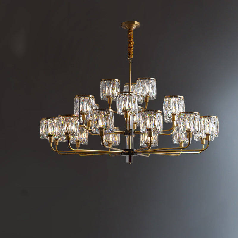 Lustre en cristal de cuivre de luxe contemporain avec 6/8/10/15/21 lumières pour chambre 