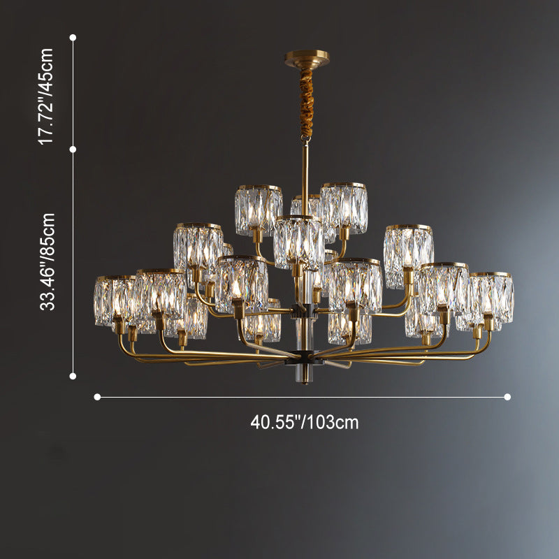 Lustre en cristal de cuivre de luxe contemporain avec 6/8/10/15/21 lumières pour chambre 