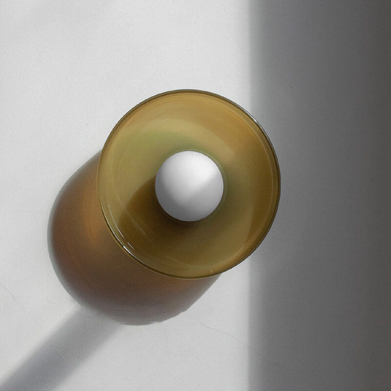 Skandinavische moderne runde Platte Eisen Glas 1-Licht Wandleuchte 