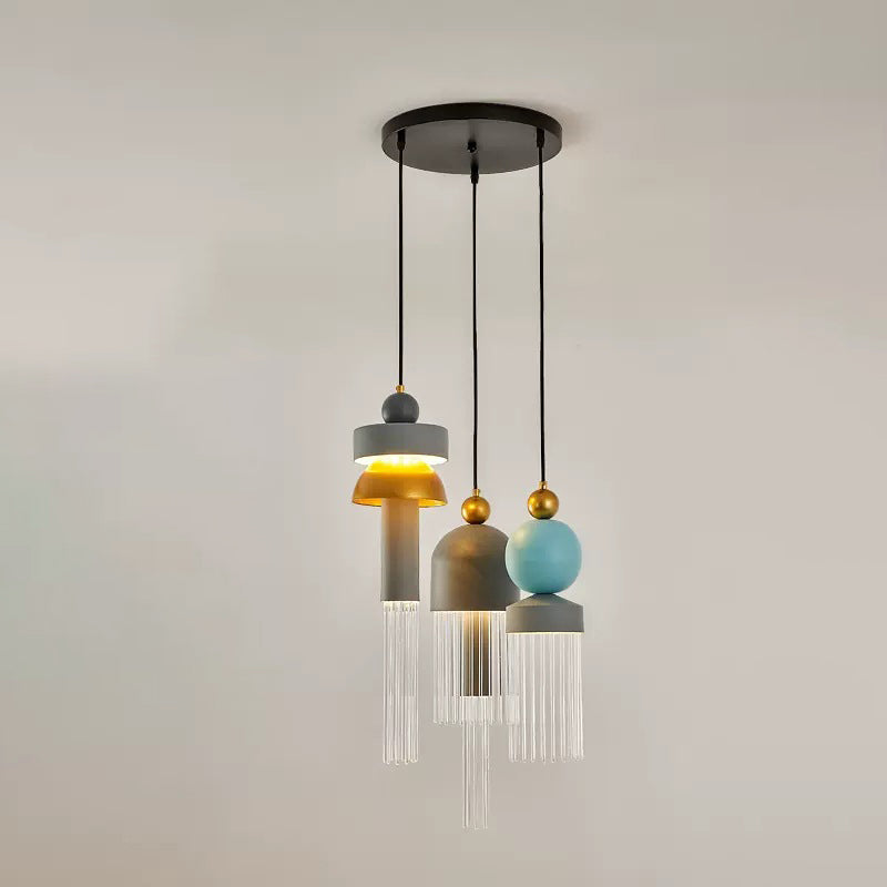 ثريا LED من الألومنيوم بتصميم غير منتظم عصري وزجاجي لقاعة المعيشة 