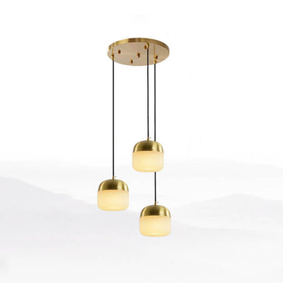 New Chinese Modern Round Lucite Copper 1/3 Light Chandelier