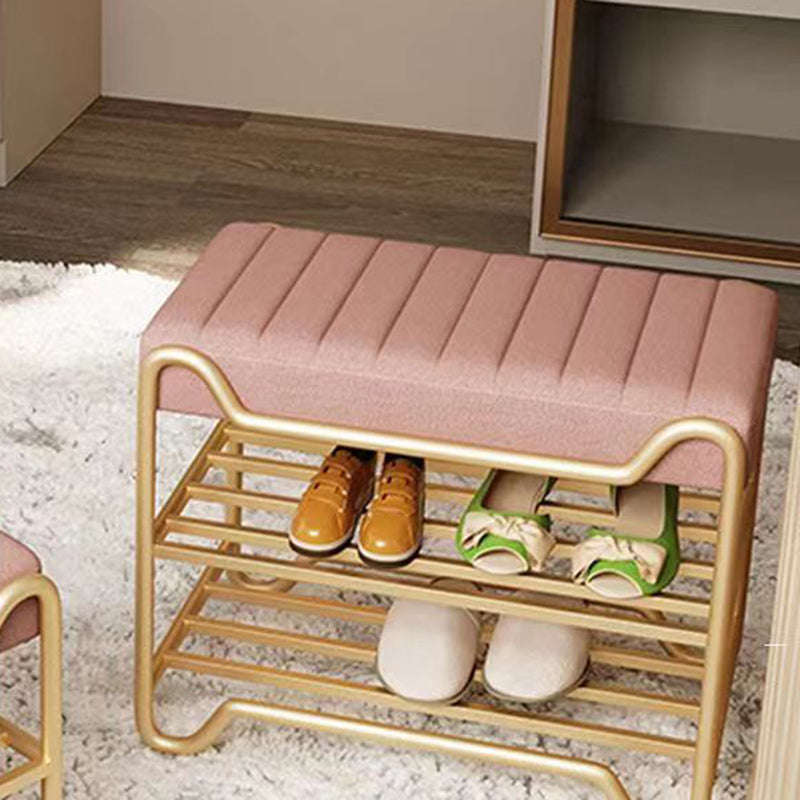 Modern Luxury Upholstered Rectangular Synthetic Fabric Sponge Portable Footstool Backless Armless For Entryways