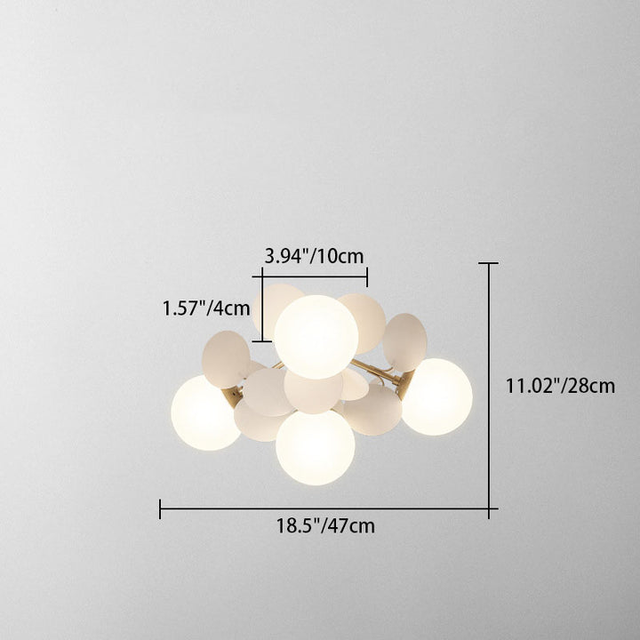 Modern Mid-century Acrylic Flower Decor Glass Ball Shade 1-Light Semi-Flush Mount Ceiling Light For Living Room