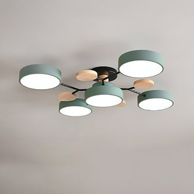 Lustre semi-encastré contemporain scandinave à design de branche moléculaire ronde LED pour salon 
