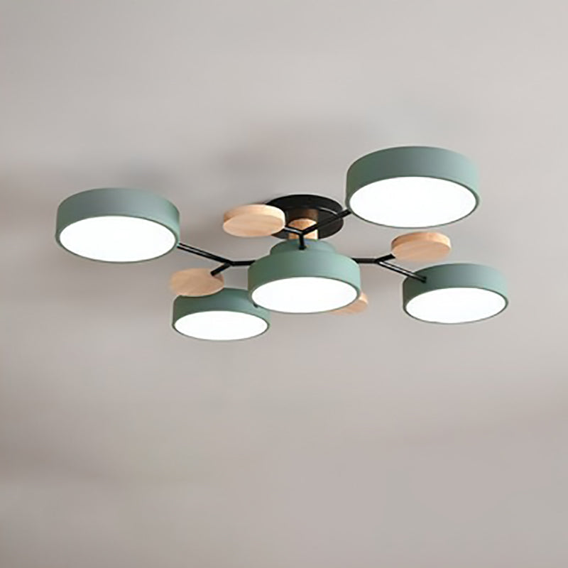 Lustre semi-encastré contemporain scandinave à design de branche moléculaire ronde LED pour salon 