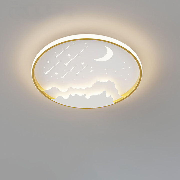 Luz de techo LED empotrada redonda de hierro de simplicidad moderna para dormitorio infantil 