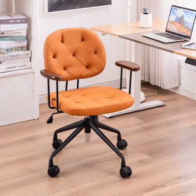 Moderno Minimalista Cuadrado Imitación de Cuero Madera Acero Silla Respaldo Reposabrazos Para Dormitorio 