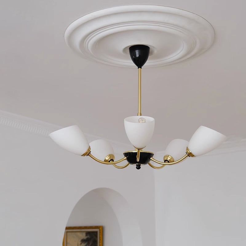 Zeitgenössische Vintage Creme Zweig Blume Messing Glas 3/5/8 Licht Kronleuchter Für Wohnzimmer 