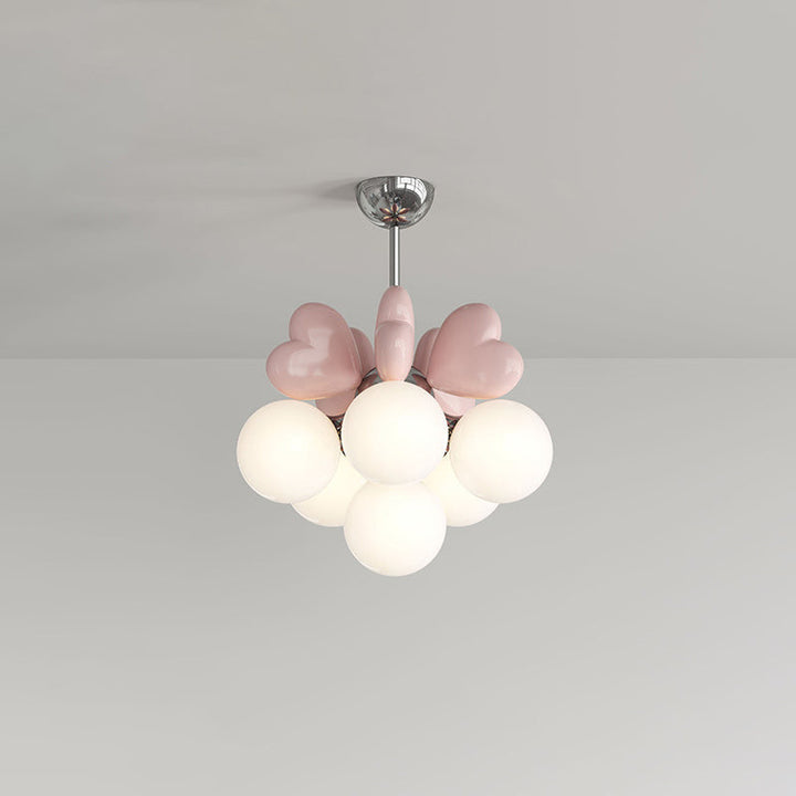 Moderne minimalistische Creme Orb Herz Hardware Harz PE 4/6 Licht Kronleuchter für Wohnzimmer 