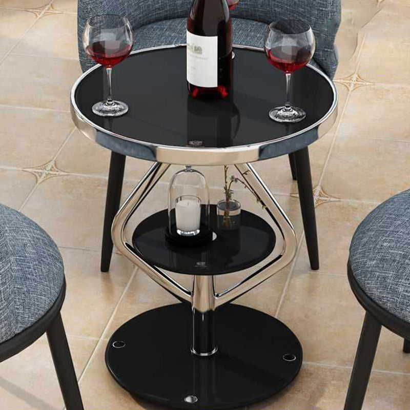 Zeitgenössischer nordischer runder Lutscher-Glas-Edelstahl-Beistelltisch 2-stufig für das Wohnzimmer 