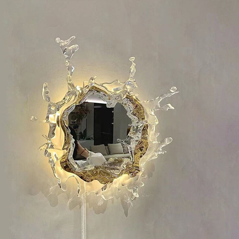 مصباح حائط LED بتصميم حديث من الفولاذ المقاوم للصدأ والأكريليك بشكل رذاذ الماء 