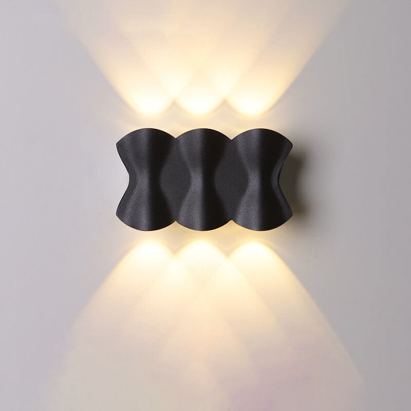 Moderne Schlichtheit Rechteck Welle Aluminium LED Außenwandleuchte Lampe Für Außenbereich Patio 