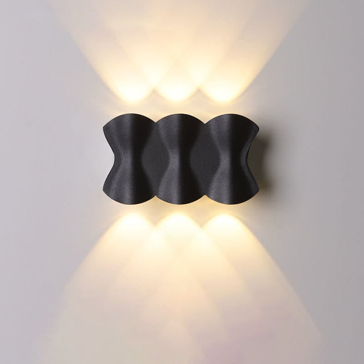 Moderne Schlichtheit Rechteck Welle Aluminium LED Außenwandleuchte Lampe Für Außenbereich Patio 