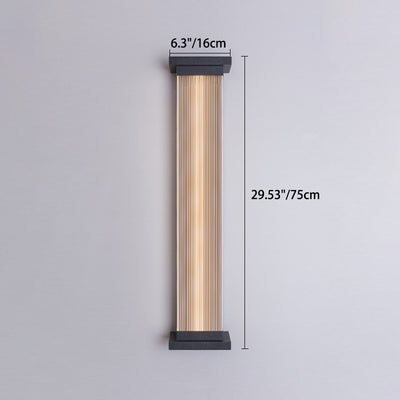 Applique murale moderne minimaliste étanche rectangulaire en acier inoxydable et acrylique à rayures pour patio extérieur 