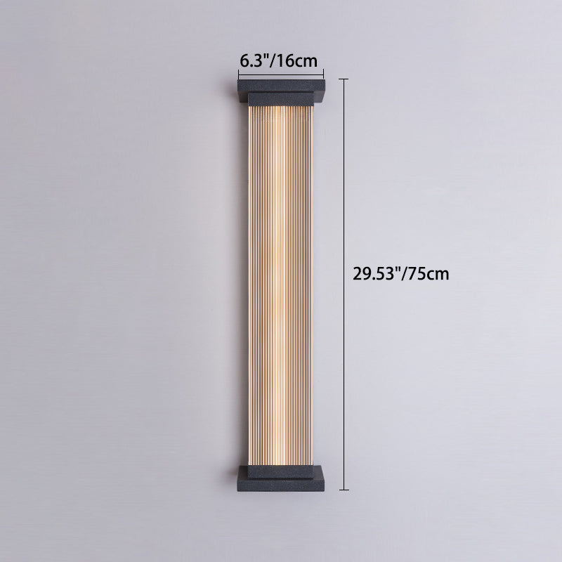 Applique murale moderne minimaliste étanche rectangulaire en acier inoxydable et acrylique à rayures pour patio extérieur 