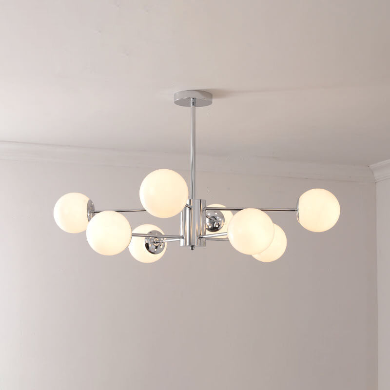 Lámpara de araña contemporánea nórdica Magic Bean de hierro y vidrio chapado con rama de 6/8 luces para sala de estar 