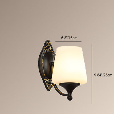 Scandinavian Modern Minimalist Flower Cup Glass Hardware 1-Light Wall Sconce Lamp