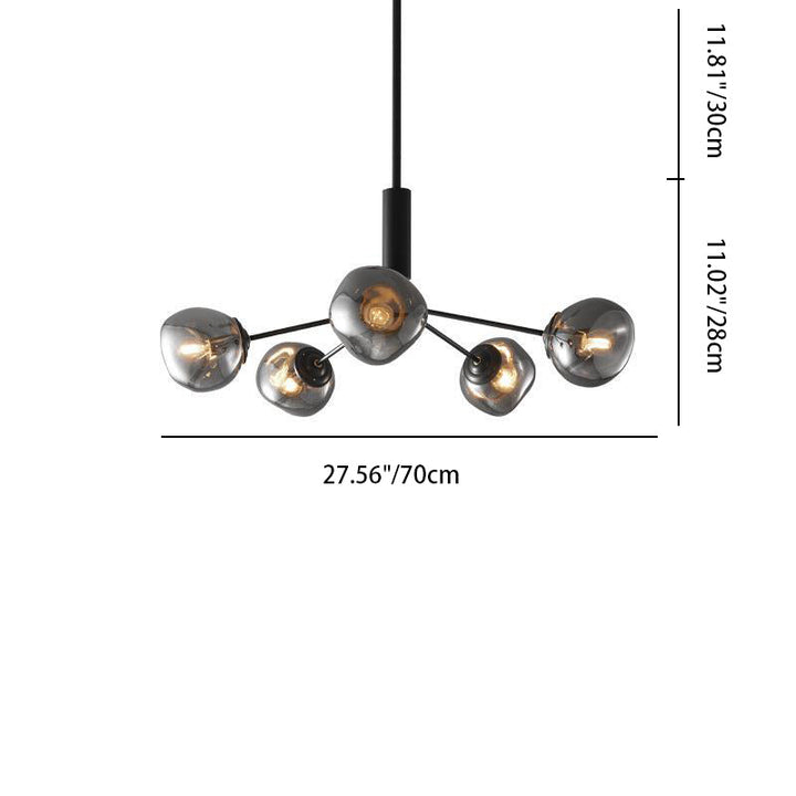 Lustre contemporain créatif en orbe de lave tout en cuivre avec verre 3/5/8 lumières pour salon 