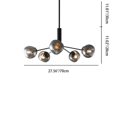 Zeitgenössischer kreativer Lava-Kugel-Kronleuchter aus kupfernem Glas mit 3/5/8 Lichtern für Wohnzimmer 